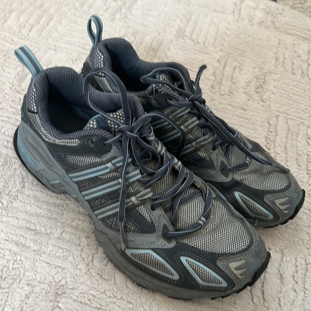 Adidas trail shoes with traXion and torSion, blue and grey, Size 9.5